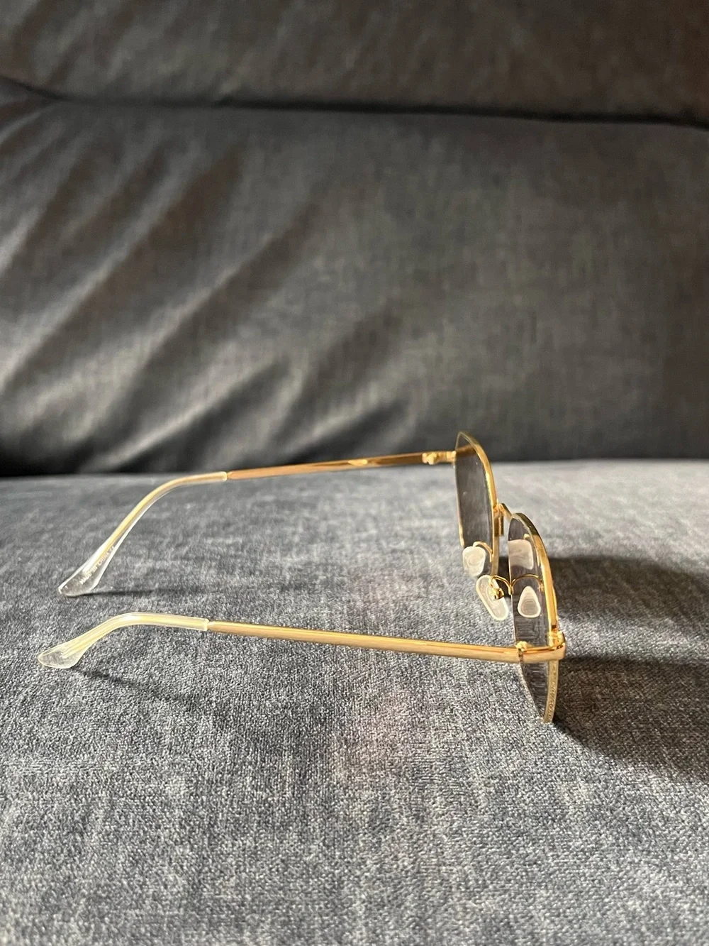 Free People Gold Frame Amber Lens Geometric Sunglasses
